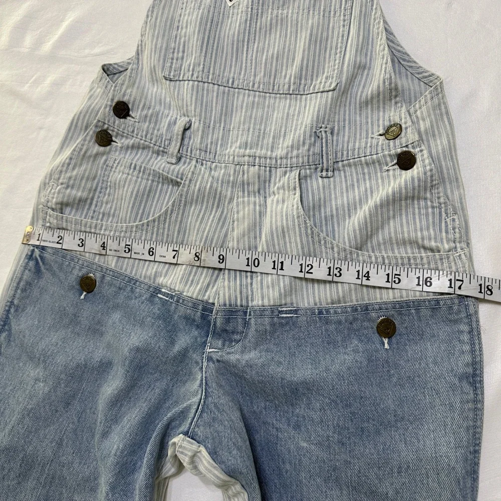 Guess Overalls Womens 1 VTG‎ 90s Pinstriped Colorblock Denim Made in USA Coastal